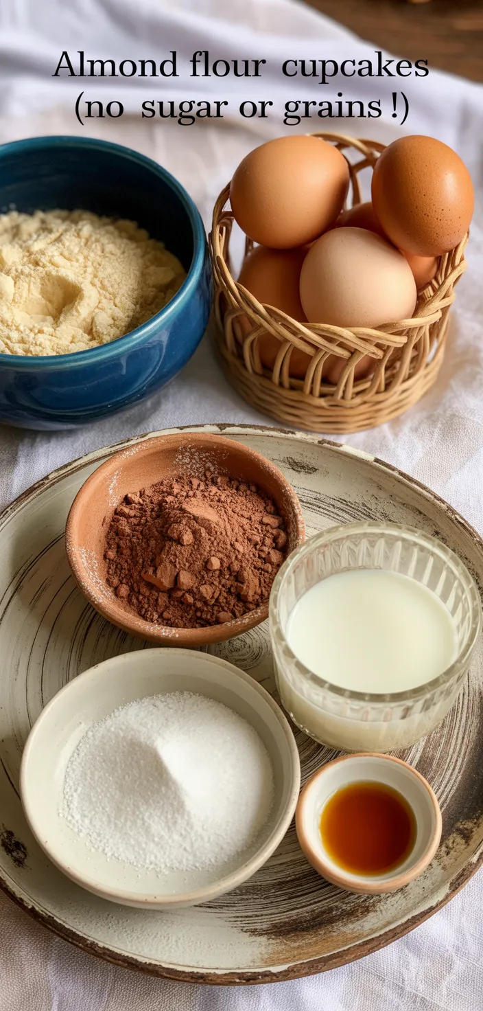 Ingredients photo for Almond Flour Cupcakes (NO Sugar Or Grains!) Recipe