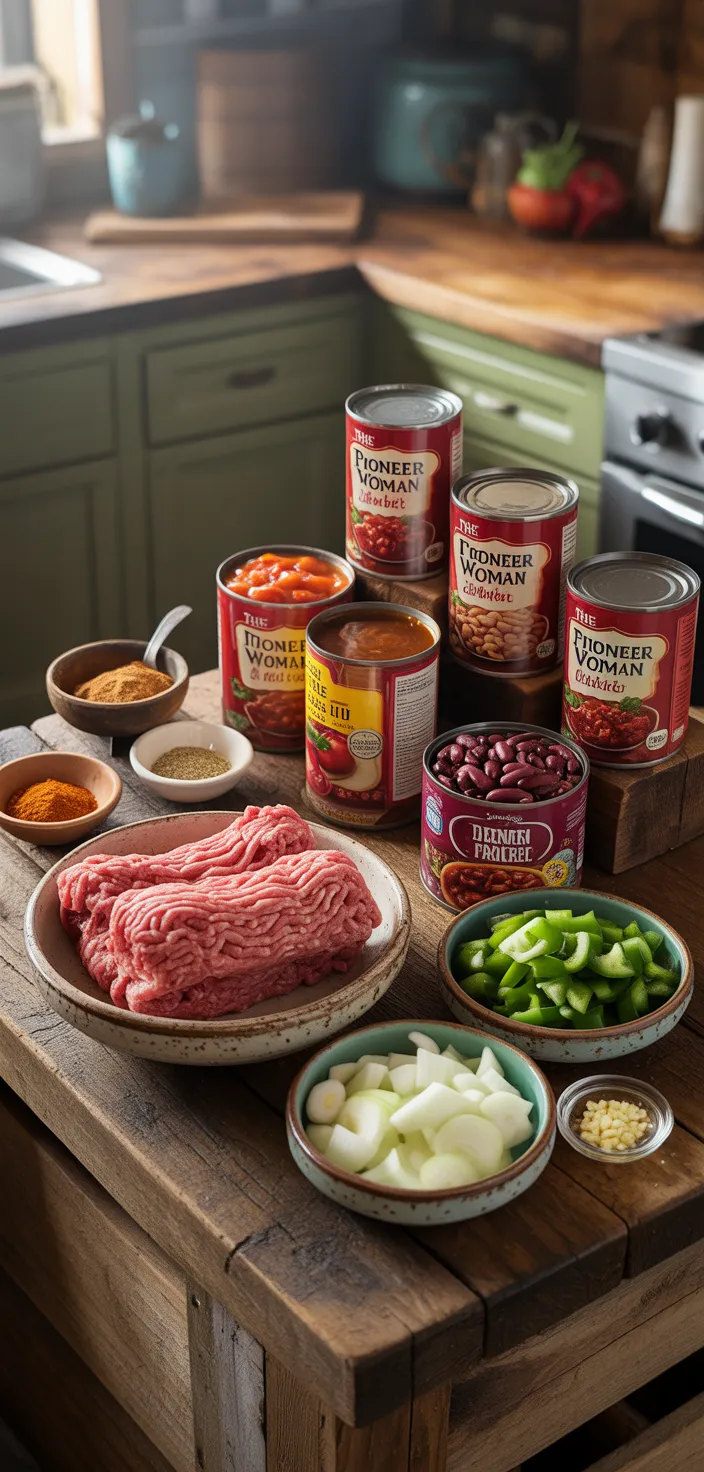 Ingredients photo for The Pioneer Woman Chili Recipe