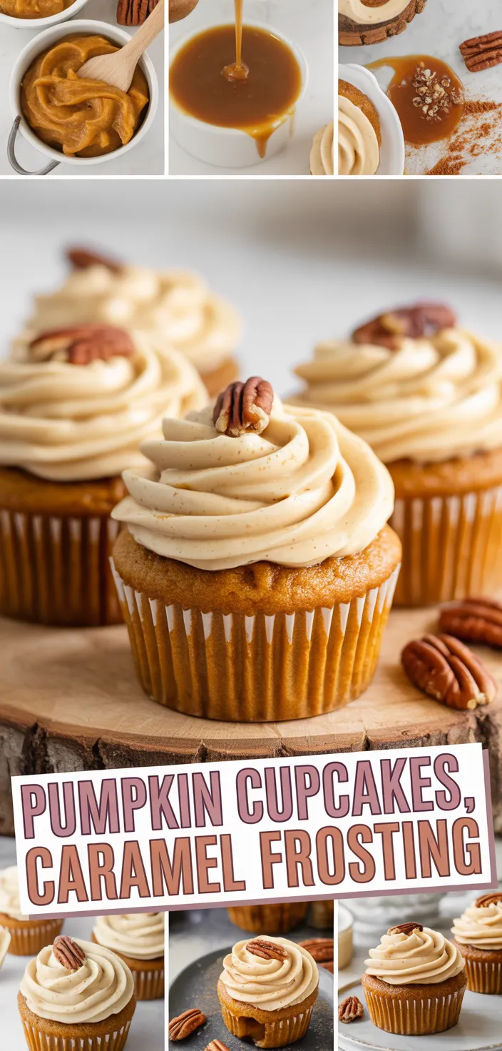 A photo of Pumpkin Cupcakes With Caramel Cream Cheese Frosting Recipe
