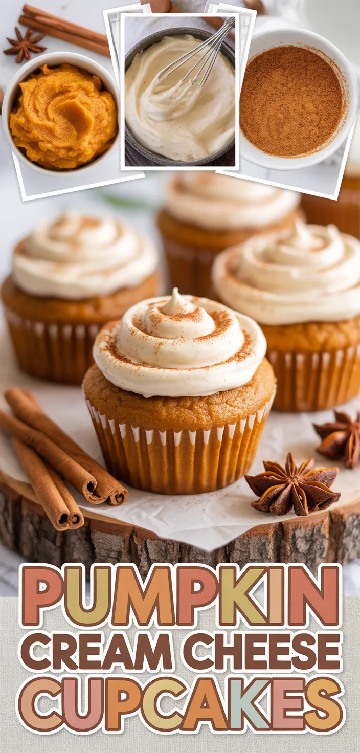 A photo of Pumpkin Cupcakes With Cinnamon Cream Cheese Frosting Recipe