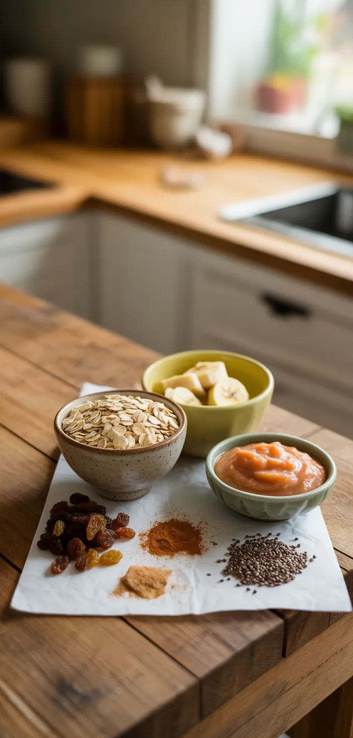 Ingredients photo for Healthy Oatmeal Breakfast Cookies For Babies And Toddlers Recipe