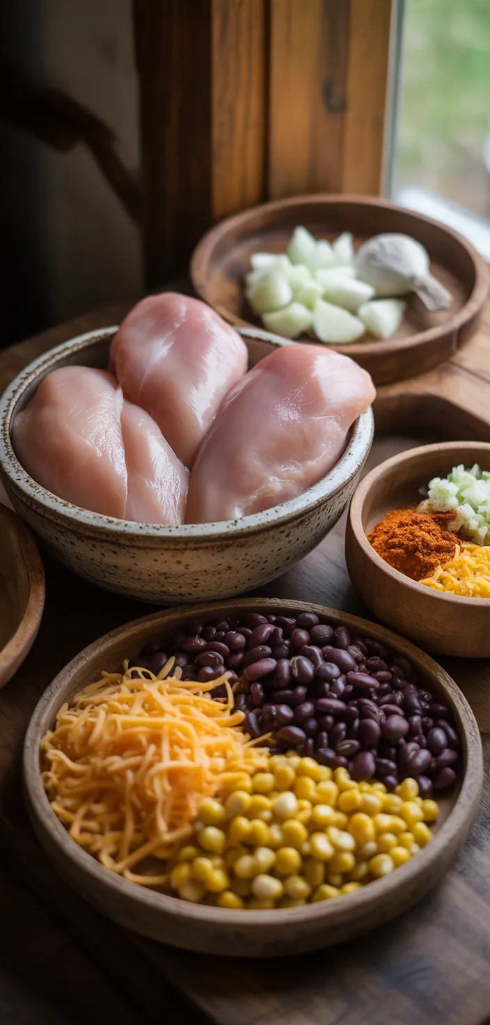 Ingredients photo for Hearty Crockpot Chicken Enchilada Casserole Recipe