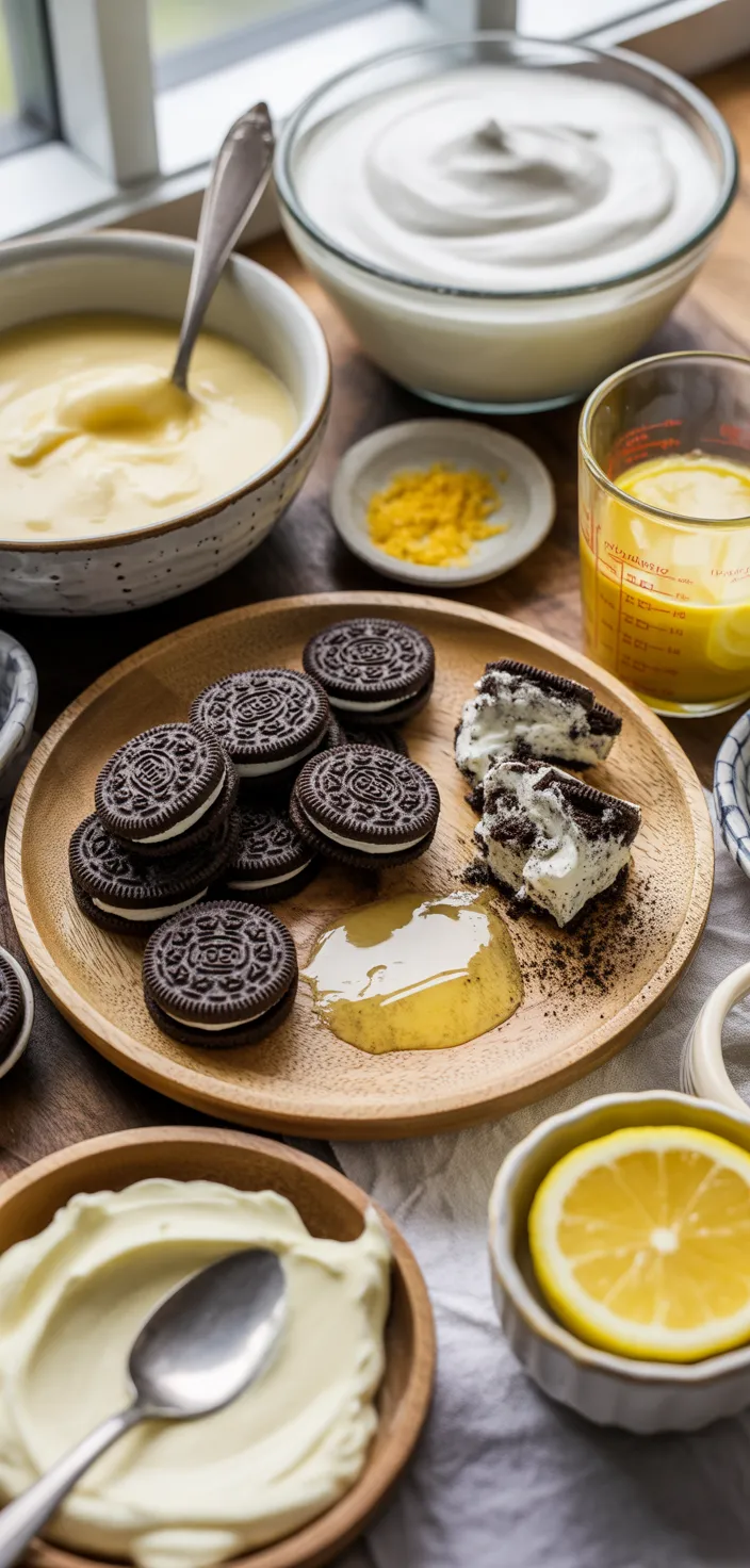 Ingredients photo for Heavenly Lemon Oreo Dessert Recipe