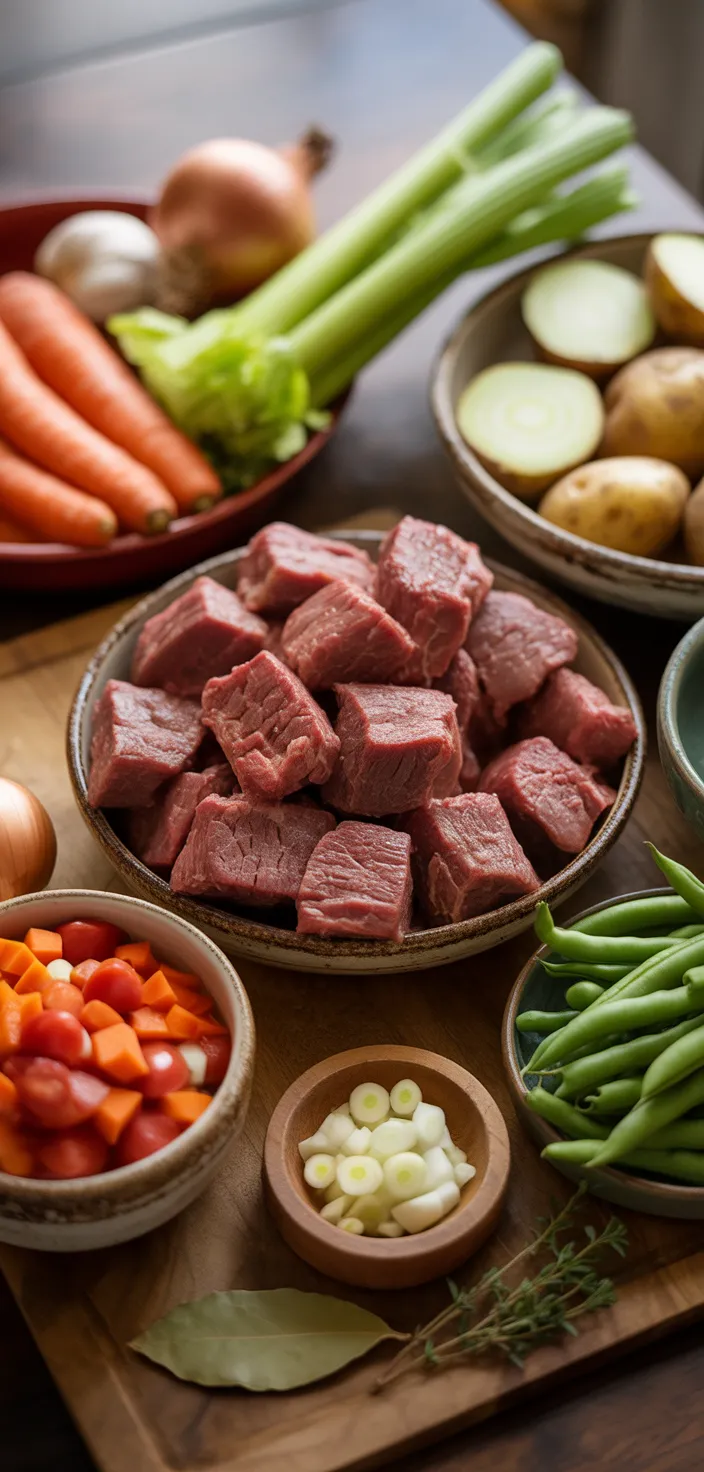 Ingredients photo for My Mom's Old Fashioned Vegetable Beef Soup Recipe