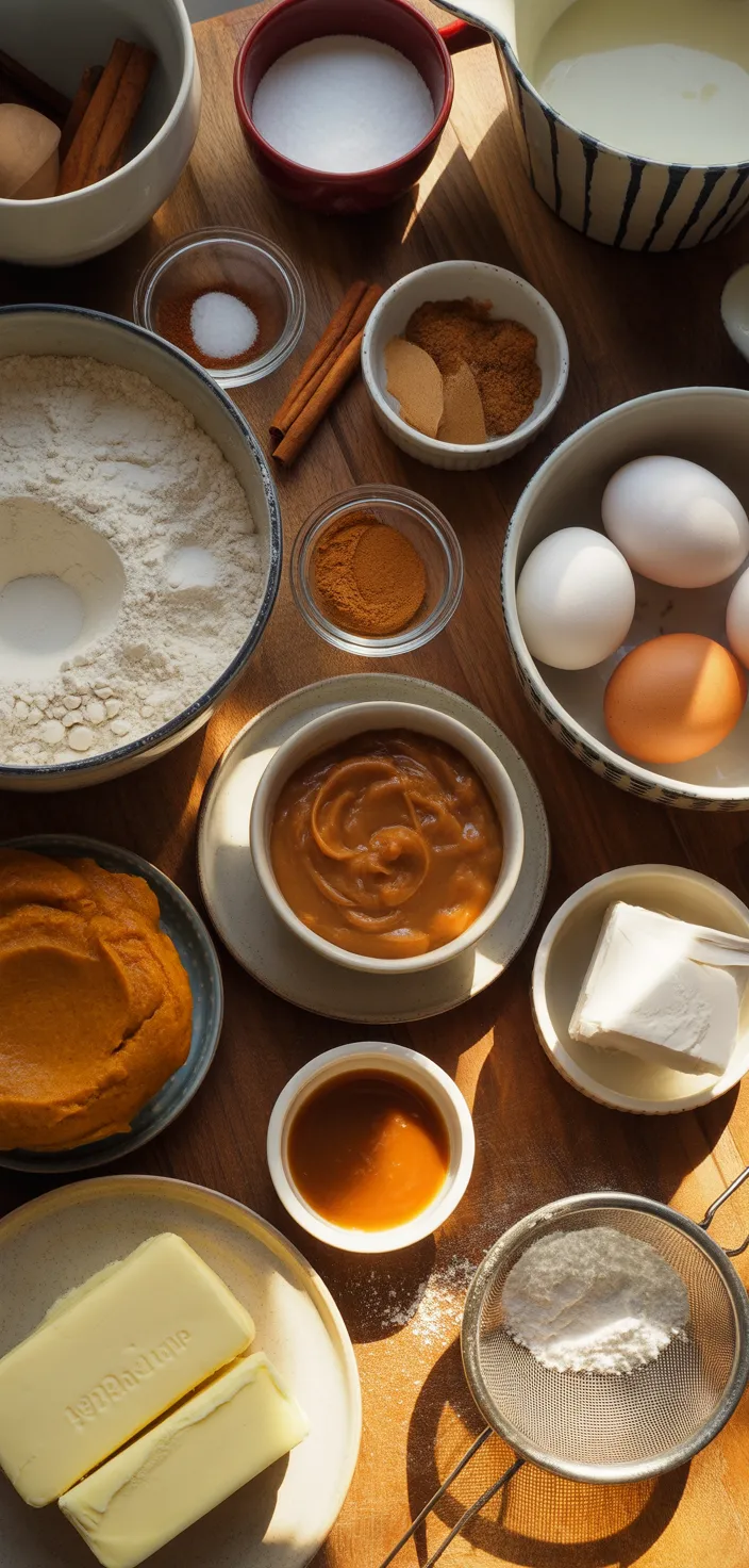 Ingredients photo for Pumpkin Cupcakes With Caramel Cream Cheese Frosting Recipe