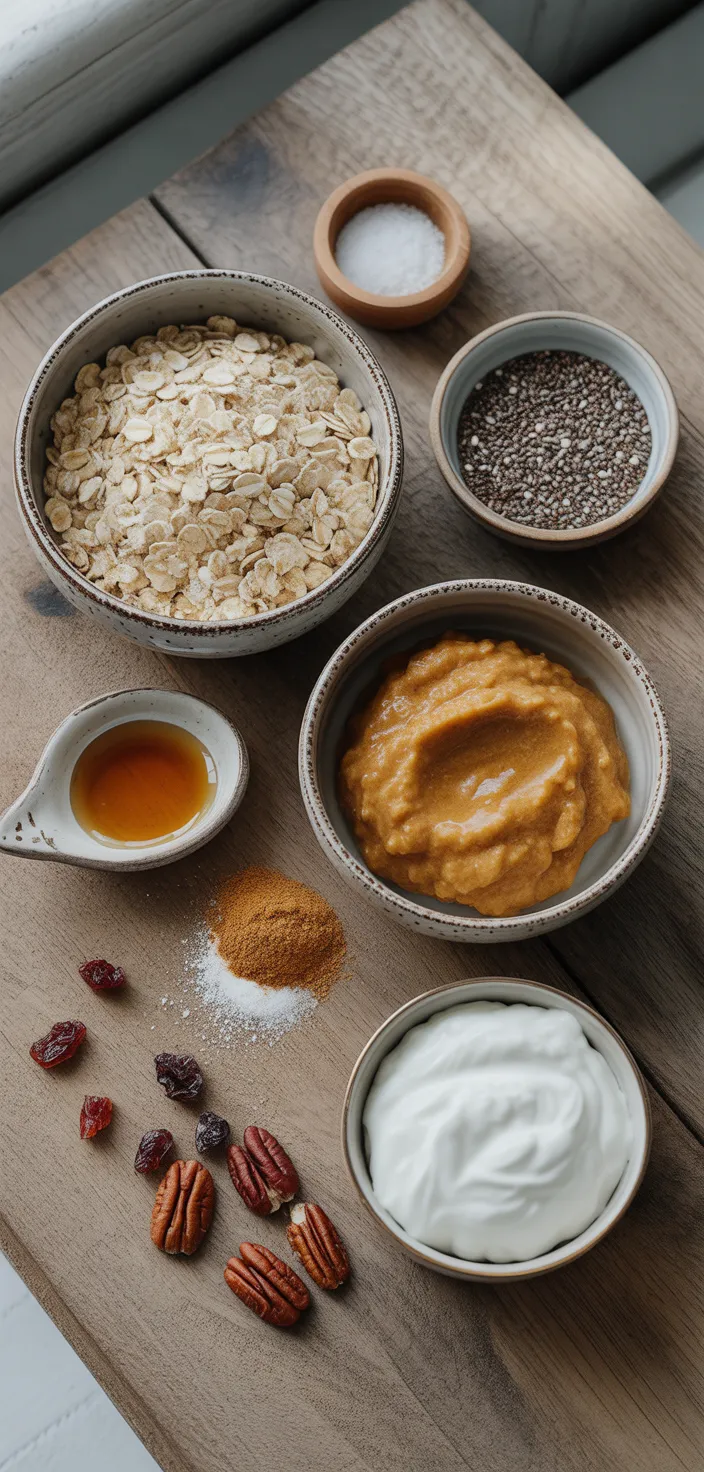 Ingredients photo for Pumpkin Pie Overnight Oats With Chia Recipe