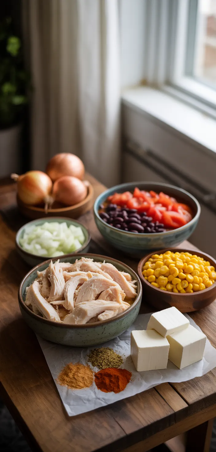 Ingredients photo for The Easiest Crockpot White Chicken Chili With Cream Cheese (Kid Recipe