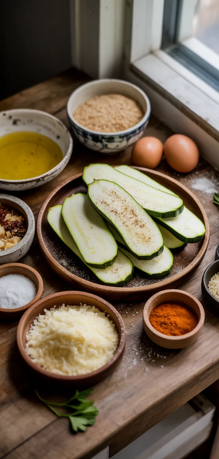 Ingredients photo for Baked Parmesan Zucchini Chips Recipe