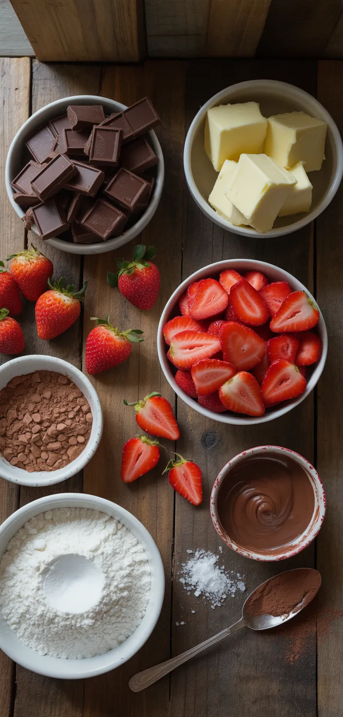 Ingredients photo for Chocolate Covered Strawberry Brownies Recipe