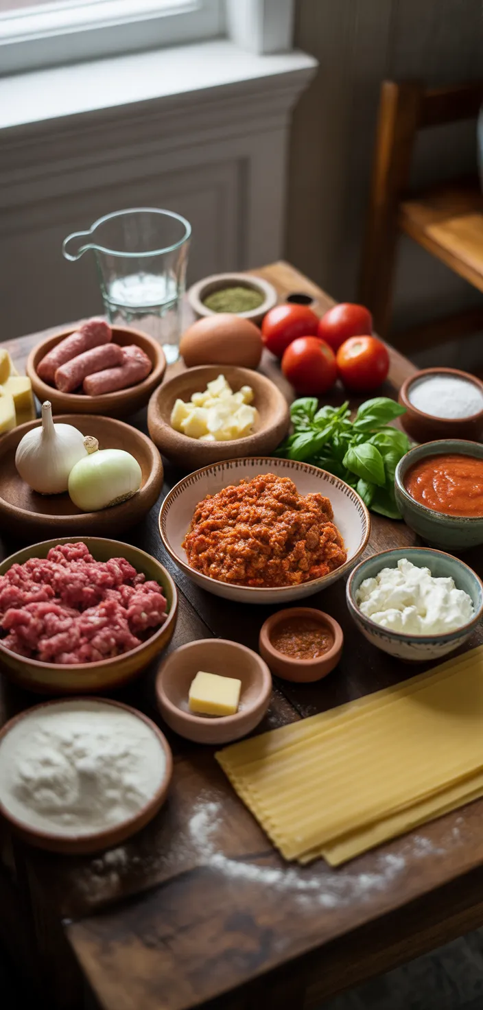 Ingredients photo for Classic Homemade Lasagna With Meat Sauce Recipe