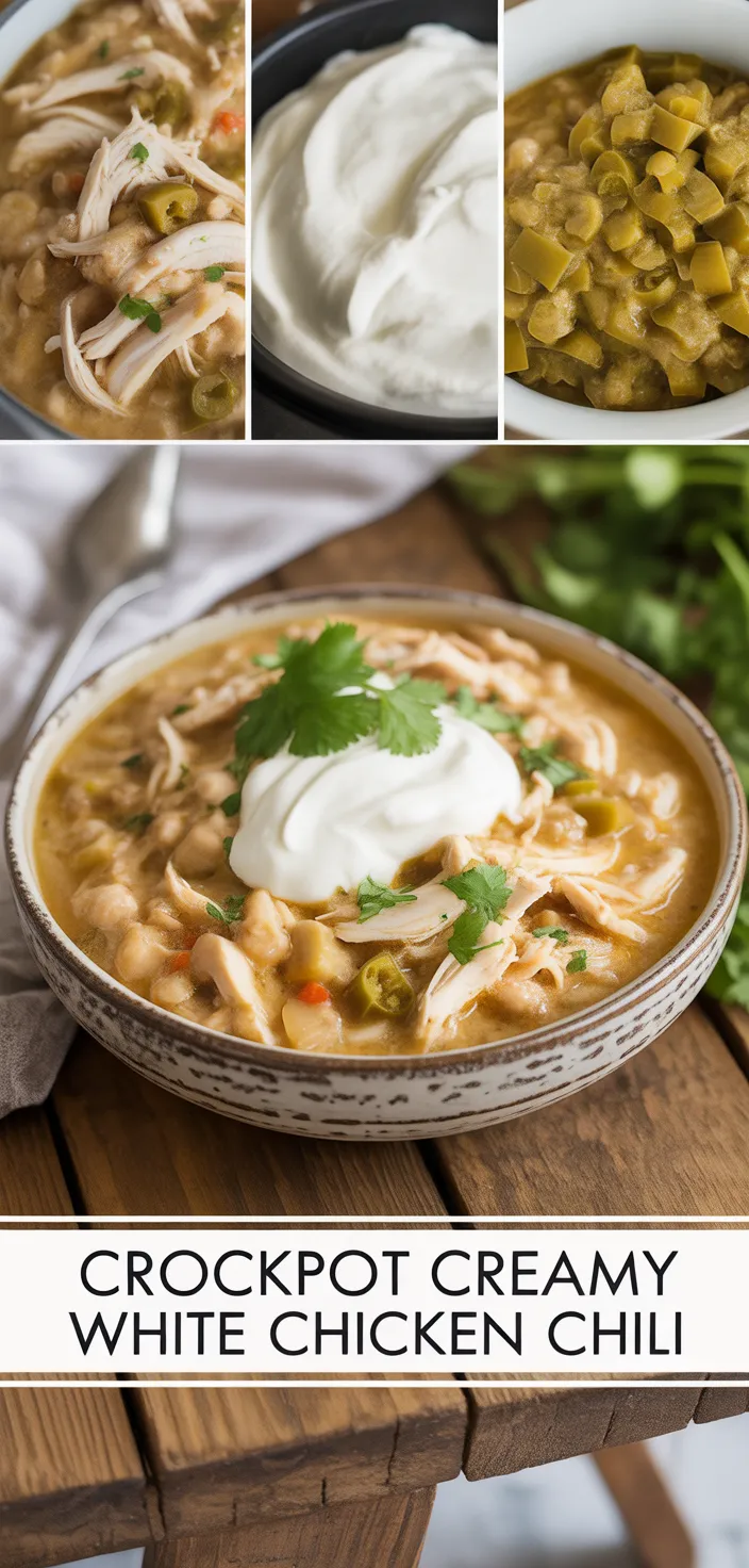 A photo of Crockpot Creamy White Chicken Chili Recipe