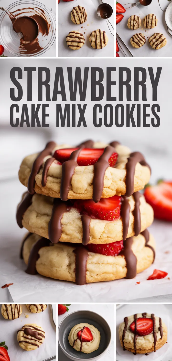 A photo of Strawberry Cake Mix Cookies Recipe