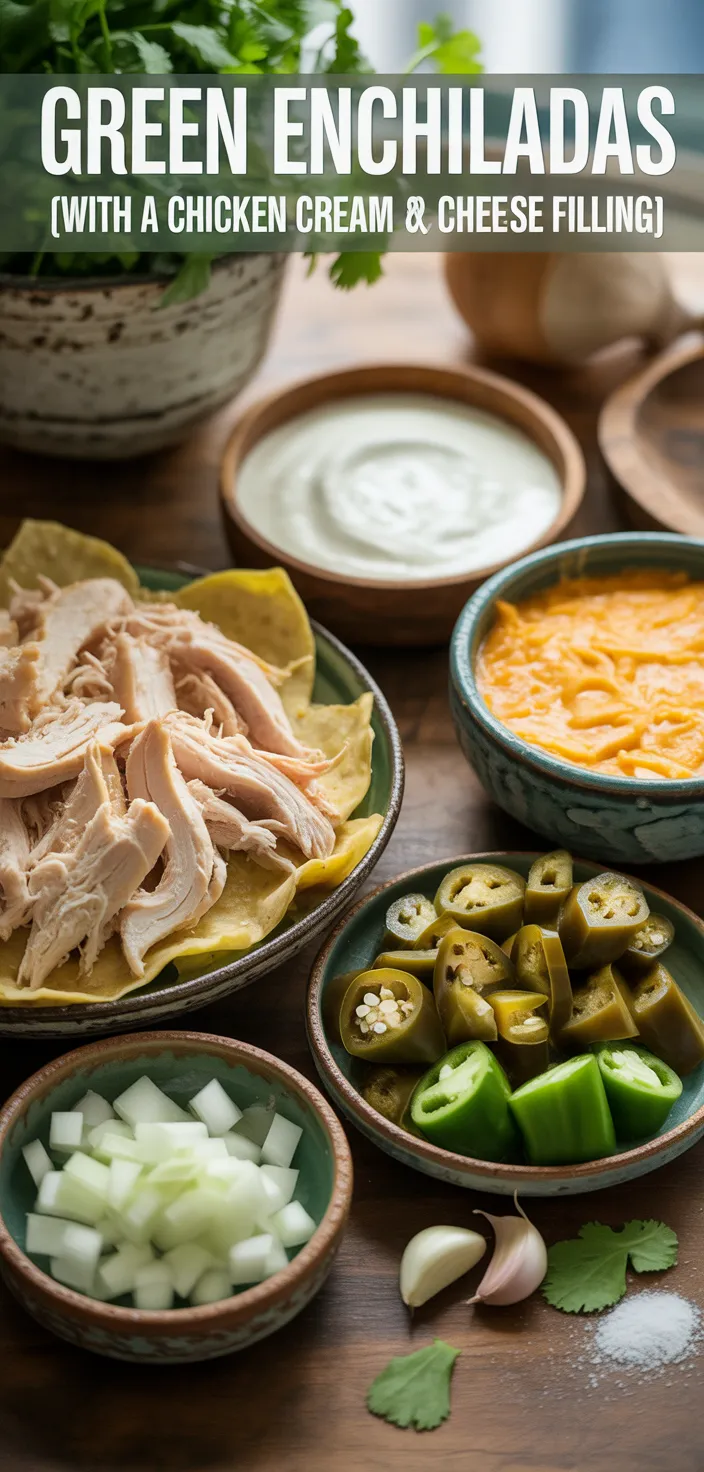Ingredients photo for Green Enchiladas {with A Chicken Cream Cheese Filling} Recipe