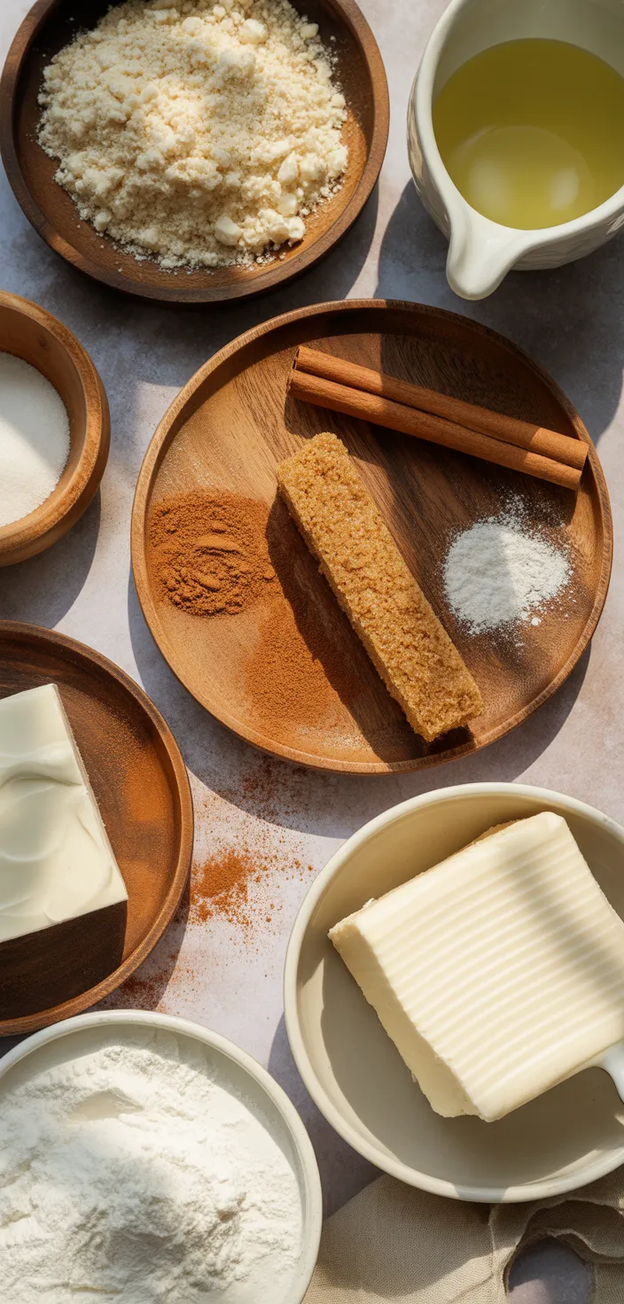 Ingredients photo for No Bake Keto Churro Cheesecake Bars Recipe