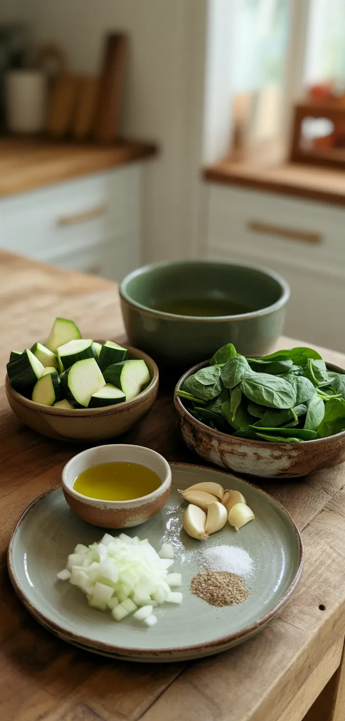 Ingredients photo for Summer Spinach And Zucchini Soup Recipe