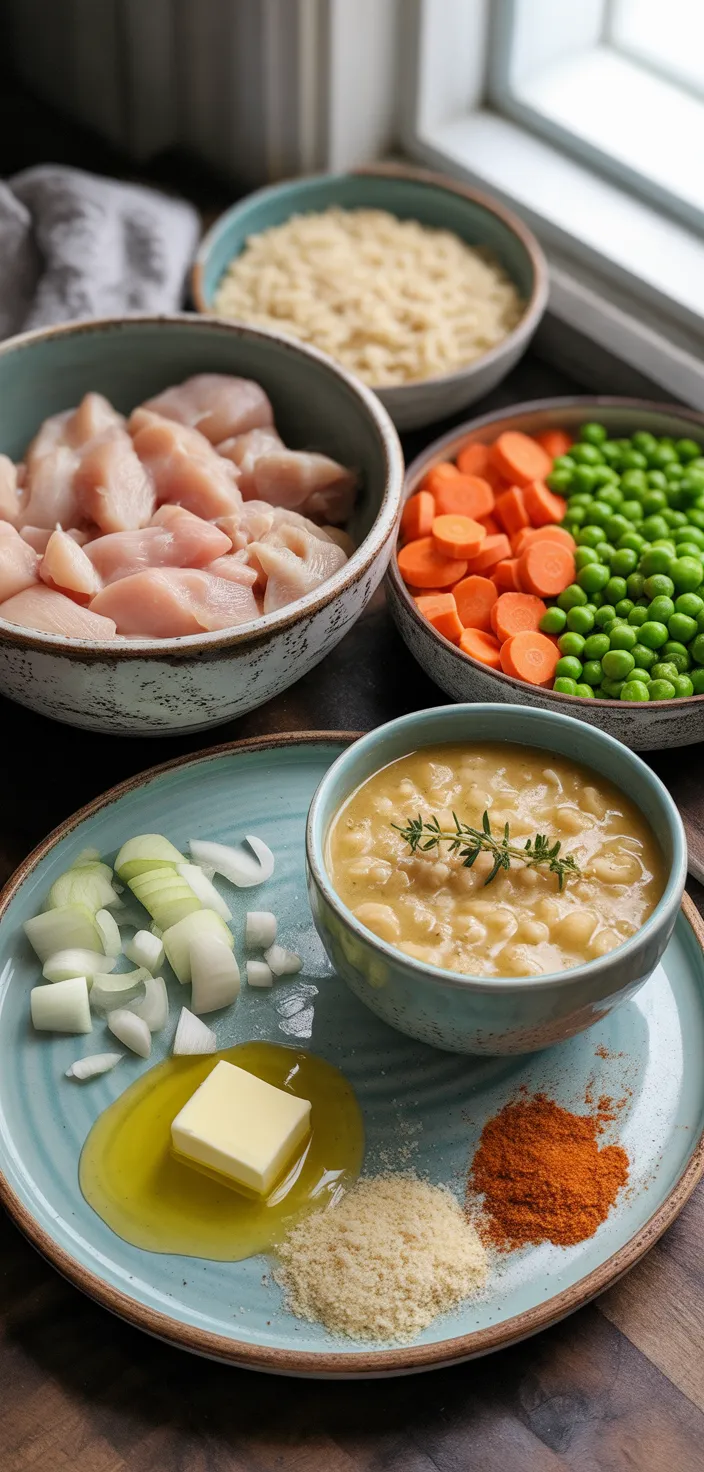 Ingredients photo for BEST EVER CHICKEN AND RICE CASSEROLE Recipe