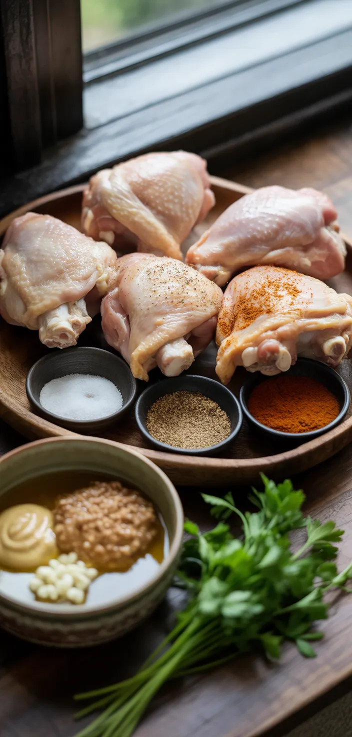 Ingredients photo for Best Baked Honey Mustard Chicken Thighs Recipe