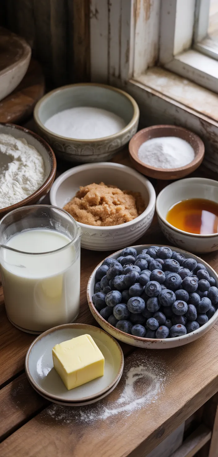 Ingredients photo for Blueberry Buttermilk Pancake Casserole Recipe