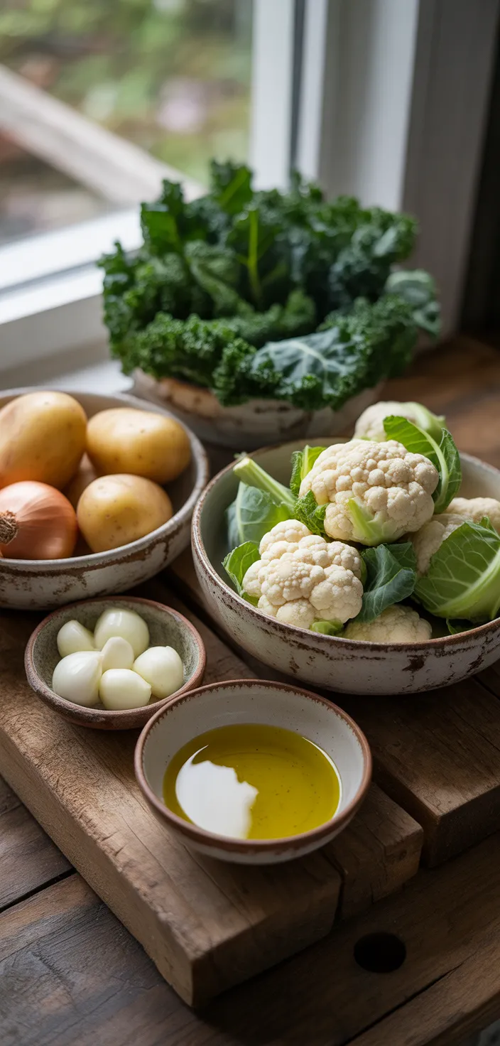 Ingredients photo for Cauliflower Kale Soup Recipe