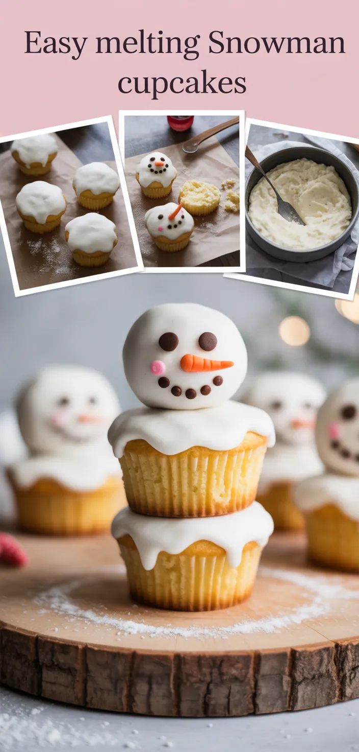 A photo of Easy Melting Snowman Cupcakes Recipe