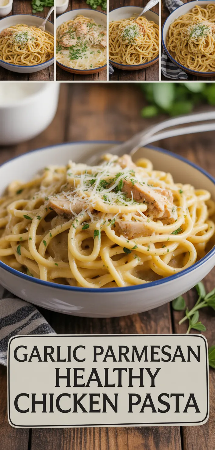 A photo of Garlic Parmesan Healthy Chicken Pasta Recipe