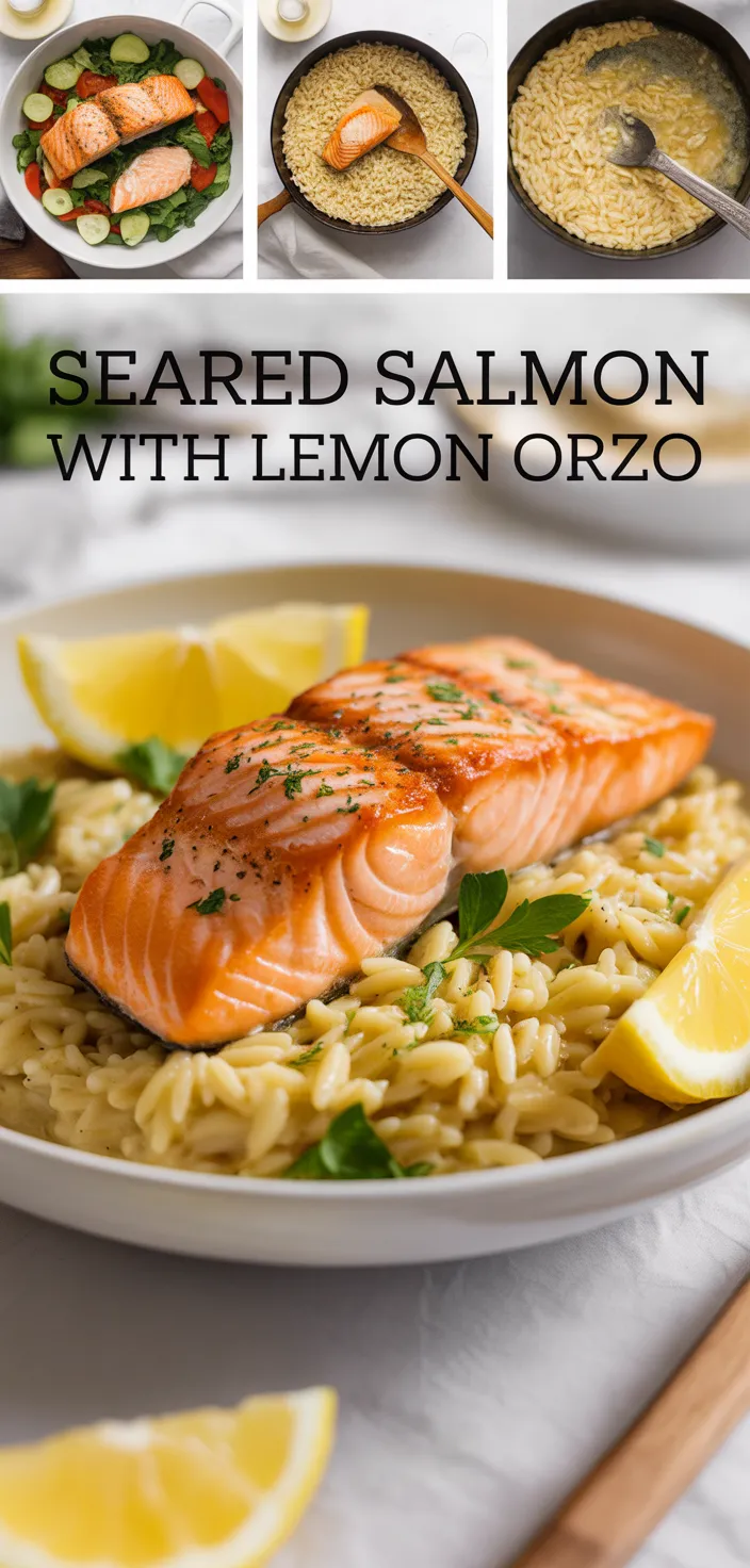 A photo of Seared Salmon With Lemon Orzo Recipe