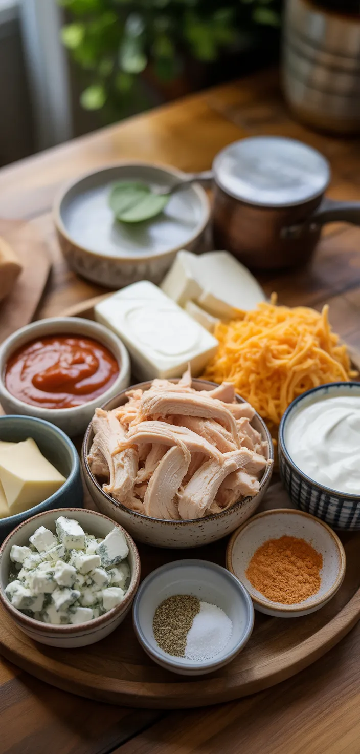 Ingredients photo for Crockpot Buffalo Chicken Dip Recipe