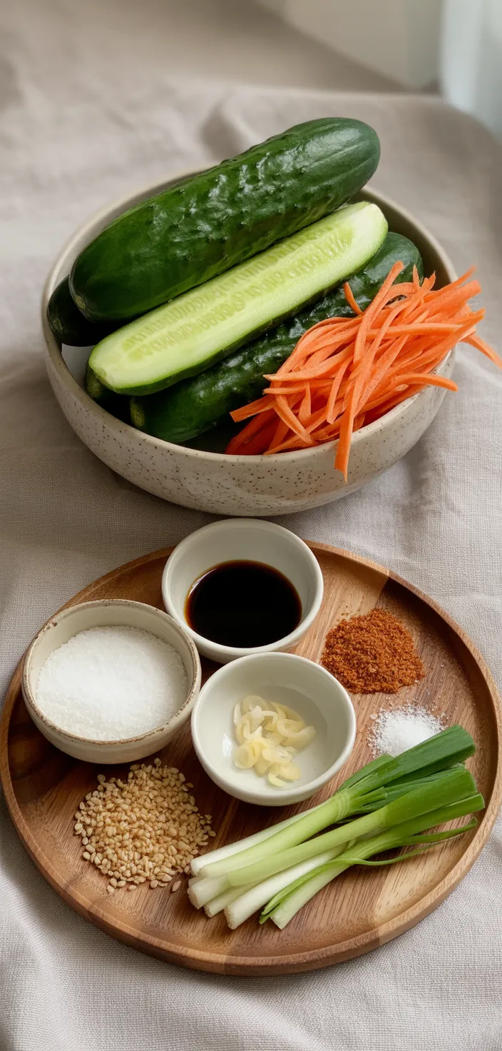 Ingredients photo for Easy Korean Cucumber Salad Recipe