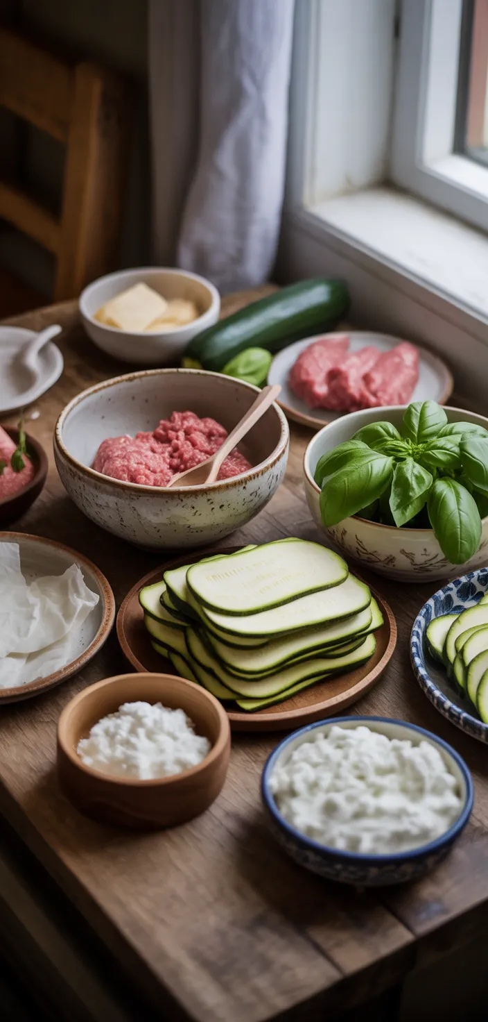 Ingredients photo for Healthy Keto Lasagna With Zucchini Noodles Recipe