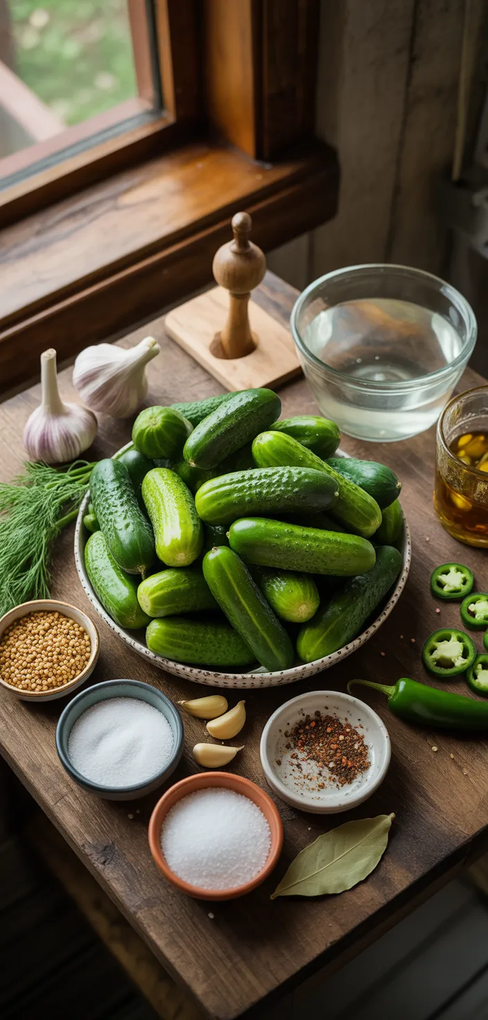 Ingredients photo for KILLER SPICY GARLIC DILL PICKLES  Recipe