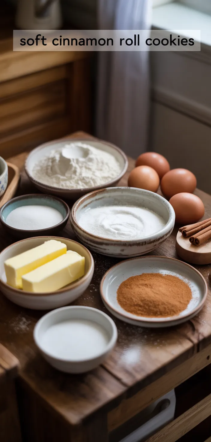 Ingredients photo for Soft Cinnamon Roll Cookies Recipe