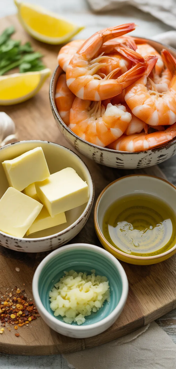 Ingredients photo for The Best Garlic Butter Shrimp Scampi Recipe