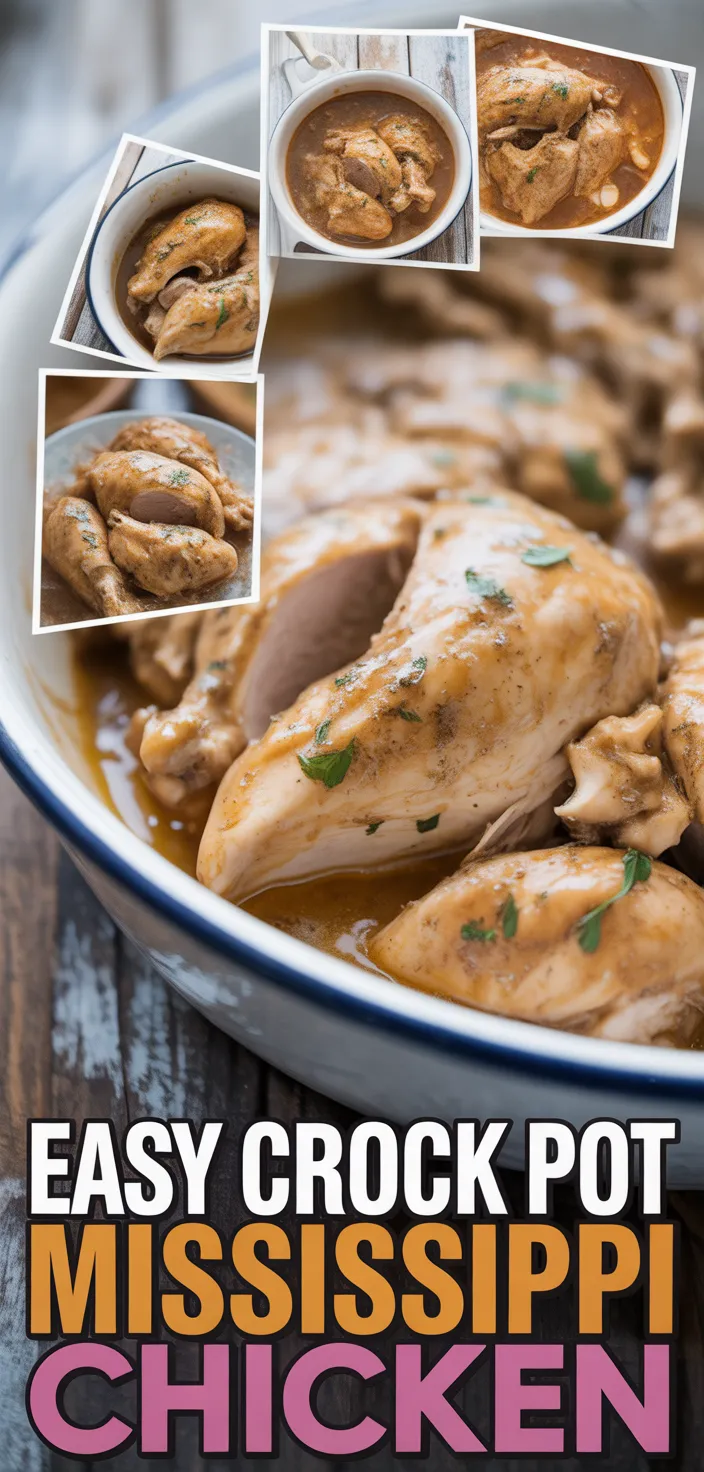 A photo of Easy Crock Pot Mississippi Chicken Recipe