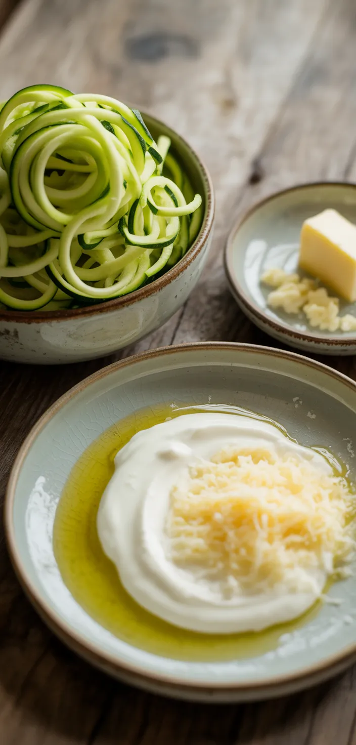Ingredients photo for Creamy Garlic Parmesan Zoodles Recipe