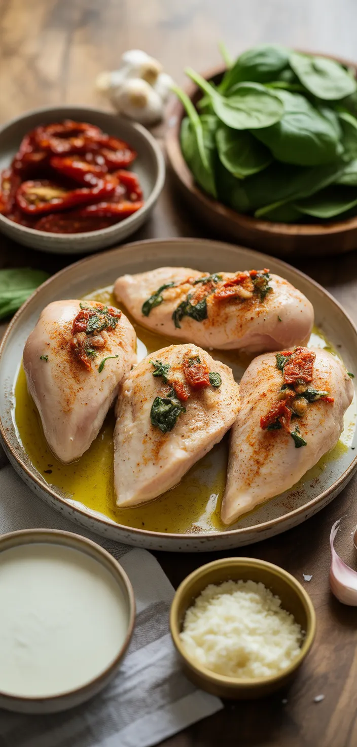 Ingredients photo for Creamy Tuscan Garlic Chicken Recipe