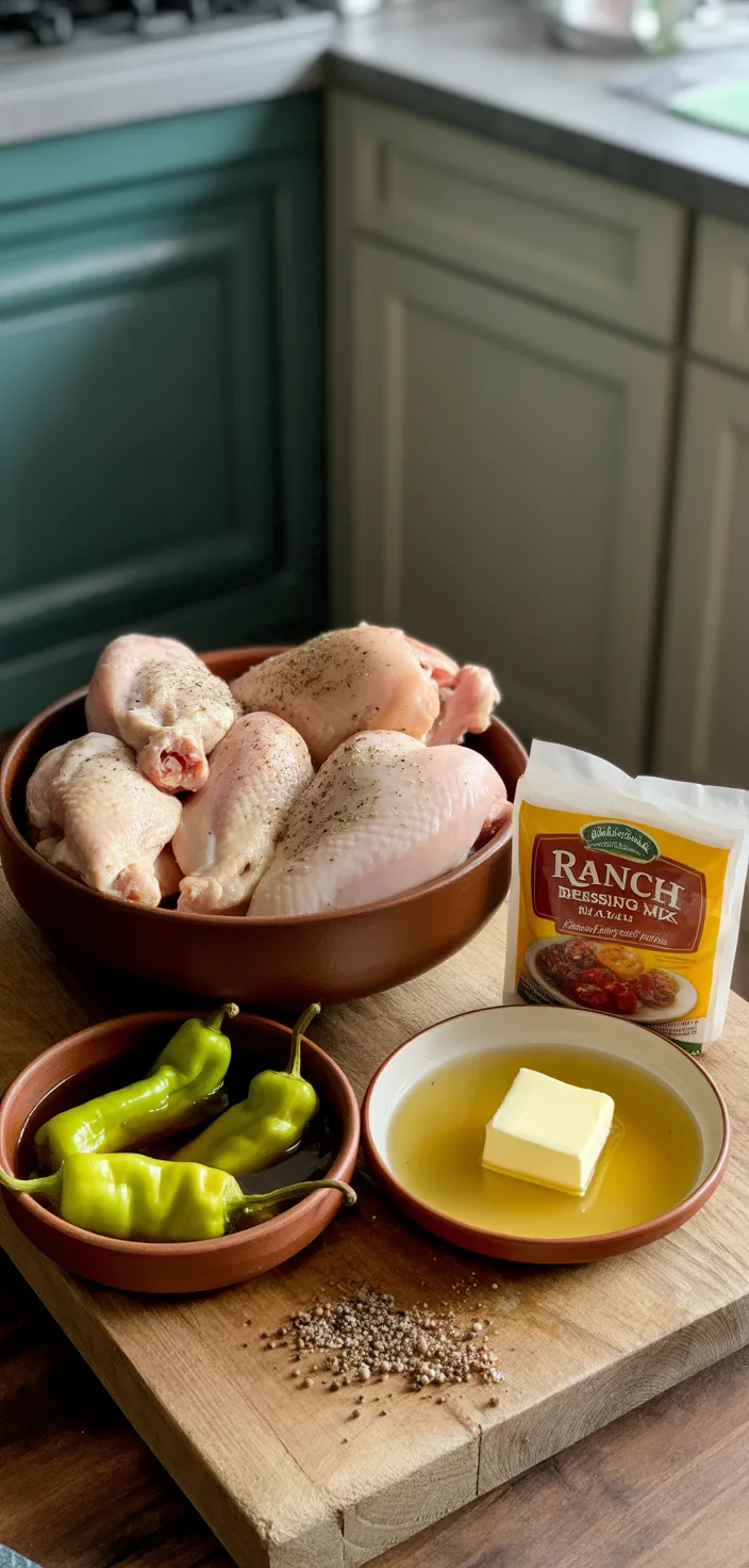 Ingredients photo for Easy Crock Pot Mississippi Chicken Recipe