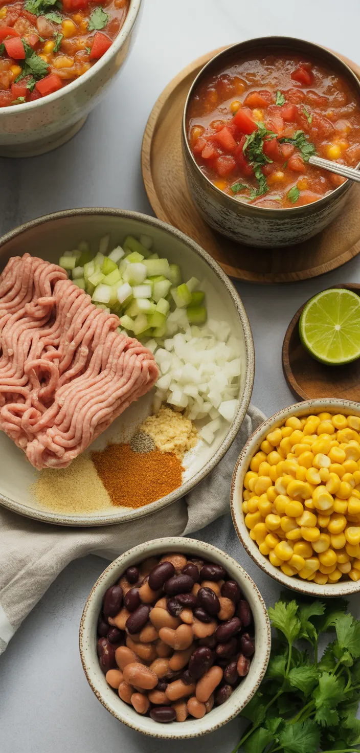 Ingredients photo for Healthy High Protein Creamy Taco Soup Recipe