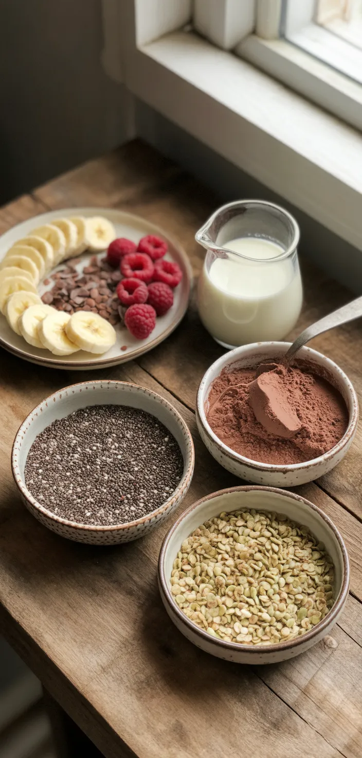 Ingredients photo for High Protein Chocolate Chia Seed Pudding That's Easy To Make! Recipe