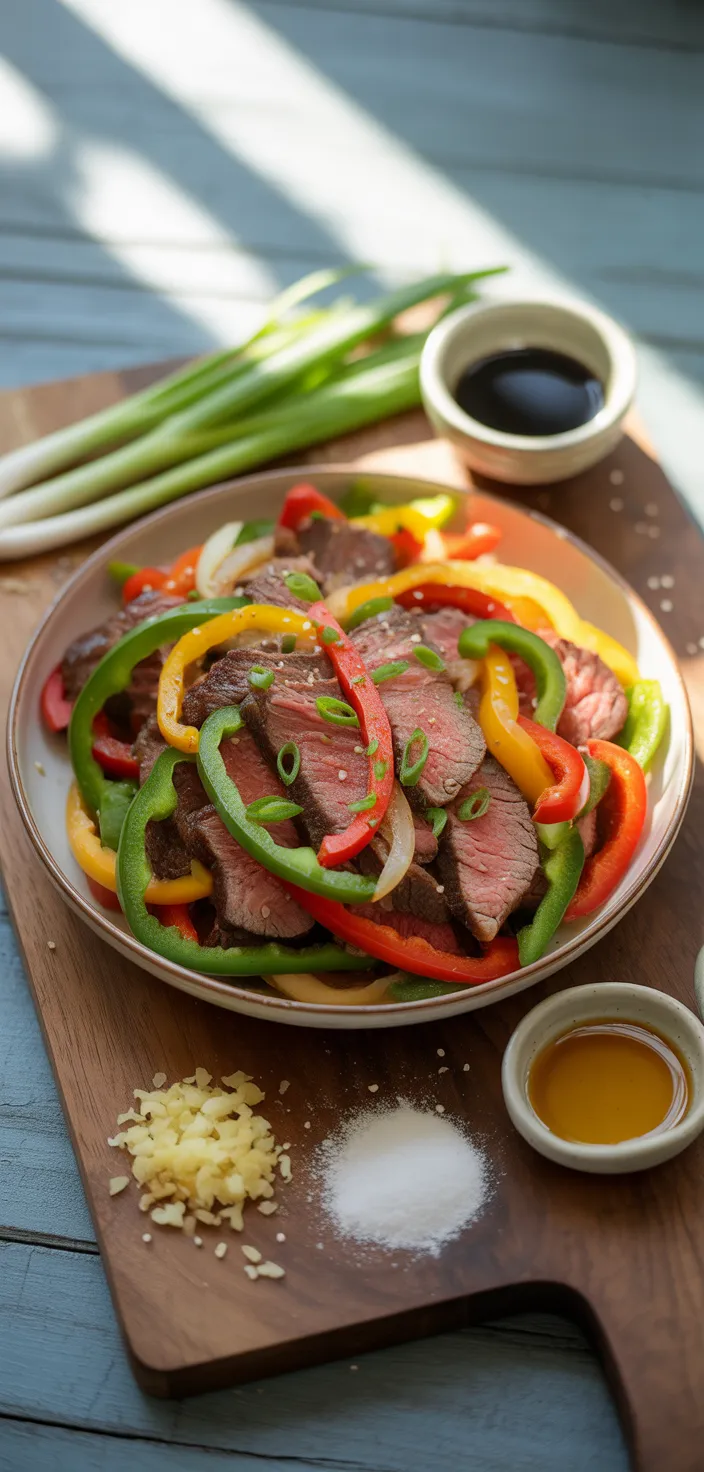 Ingredients photo for Keto Pepper Steak Low Carb Beef Stir Fry Recipe