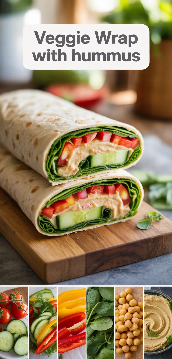 A photo of Veggie Wrap With Hummus Recipe