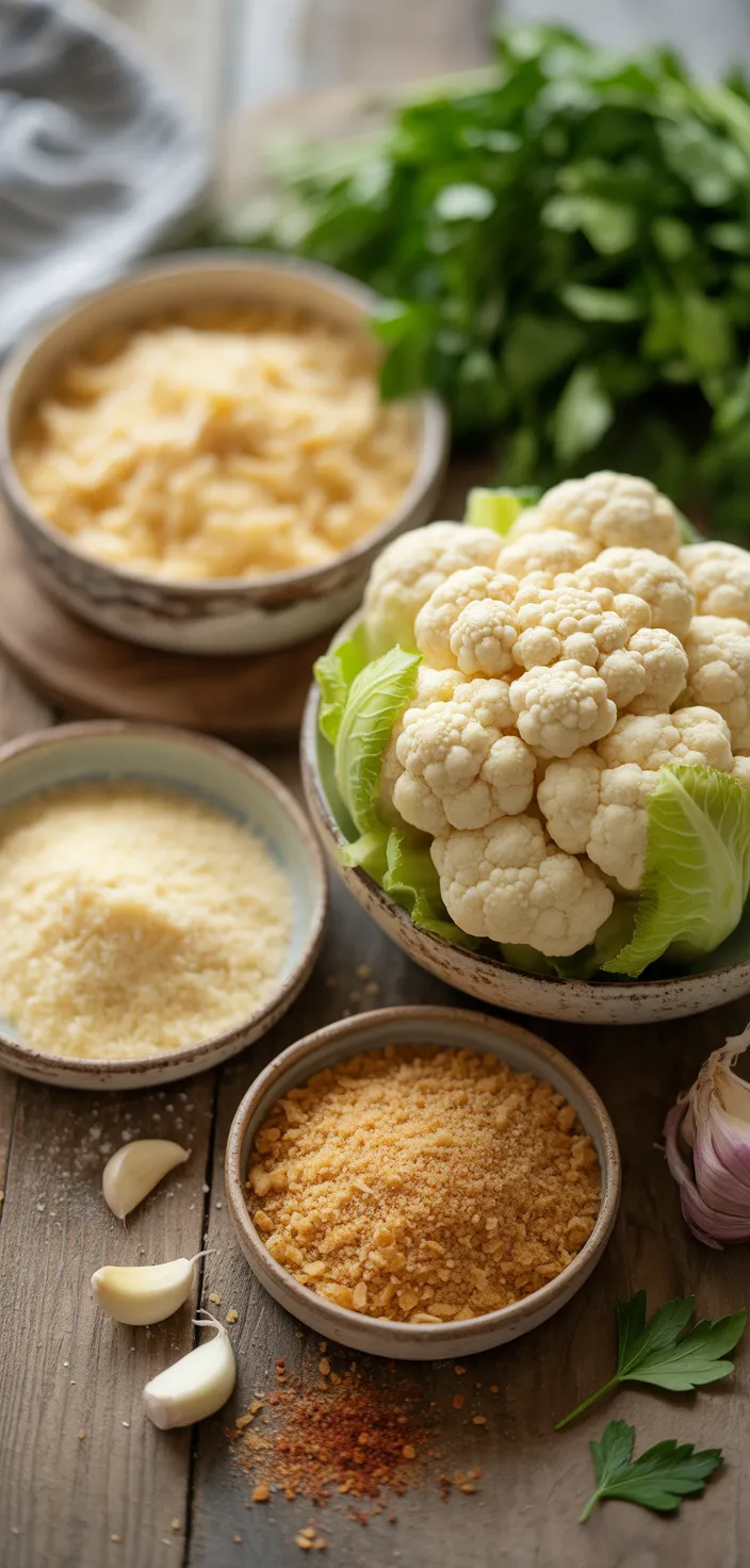 Ingredients photo for Crispy Parmesan Roasted Cauliflower Recipe