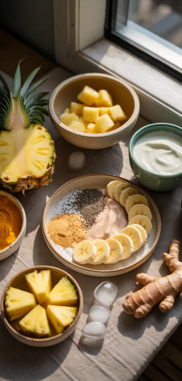 Ingredients photo for Protein Pineapple Turmeric Smoothie Recipe