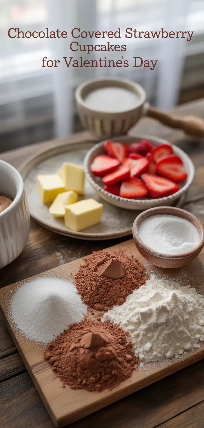 Ingredients photo for Chocolate Covered Strawberry Cupcakes For Valentines Day Recipe
