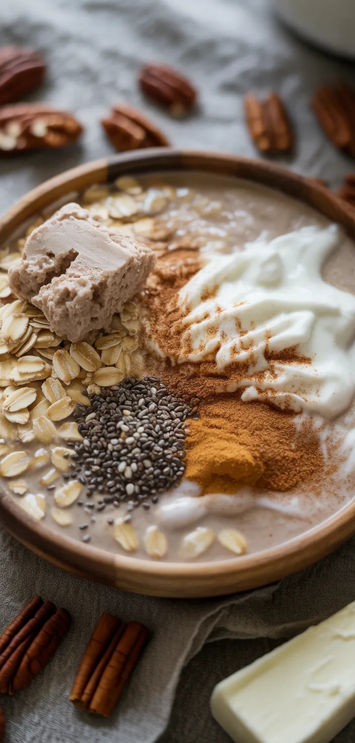 Ingredients photo for Cinnamon Roll Protein Overnight Oats Recipe