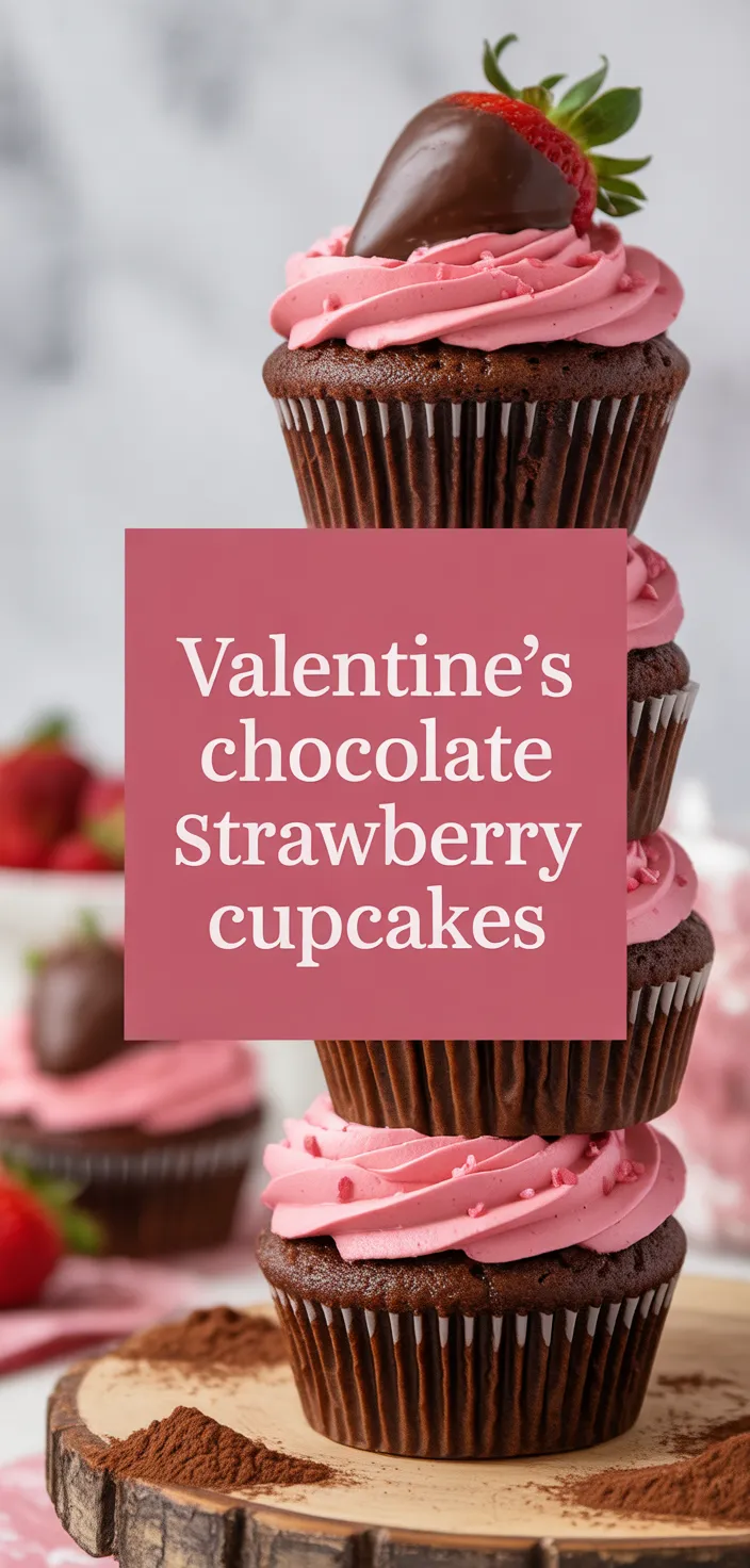 A photo of Chocolate Covered Strawberry Cupcakes For Valentines Day Recipe