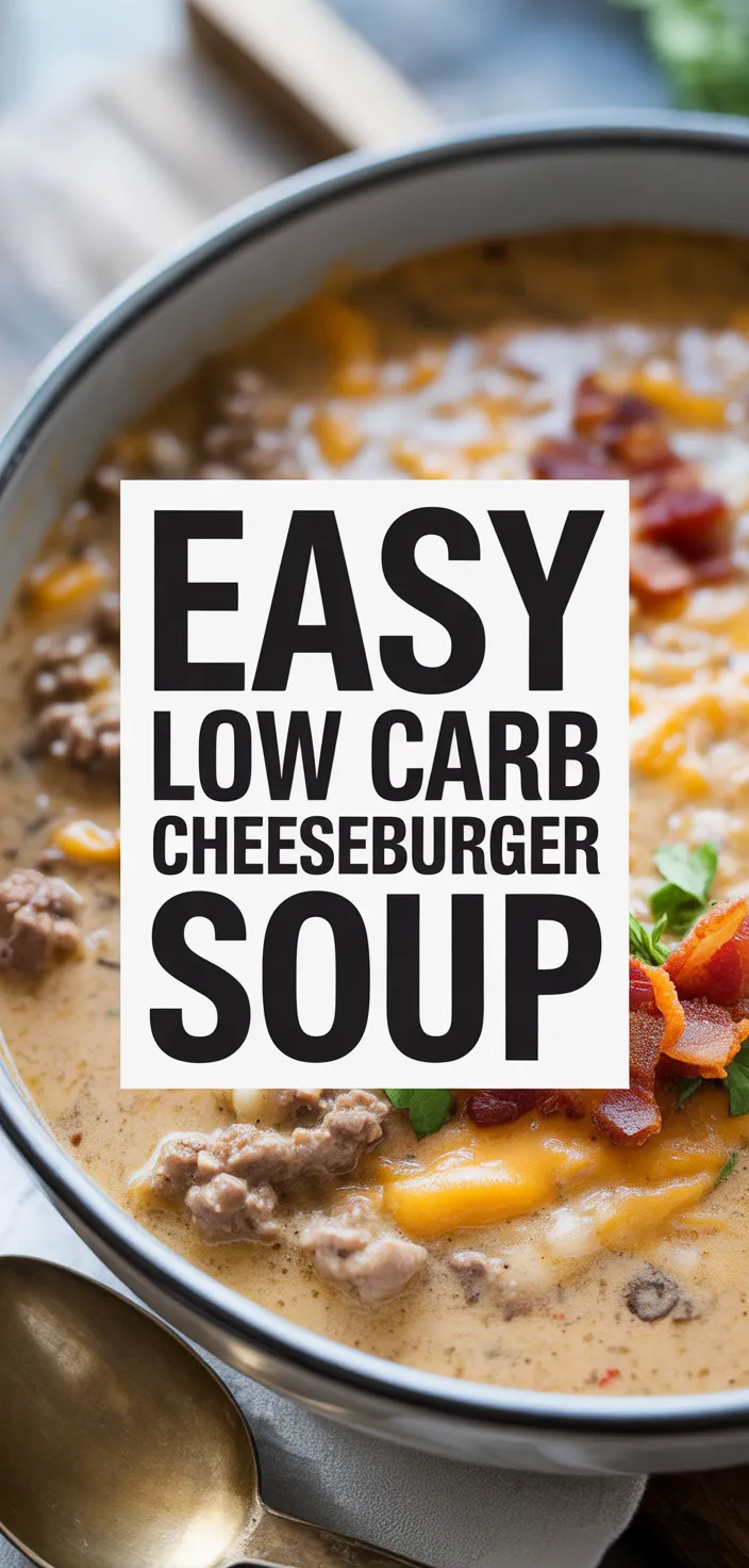 A photo of Easy Low Carb Cheeseburger Soup Recipe