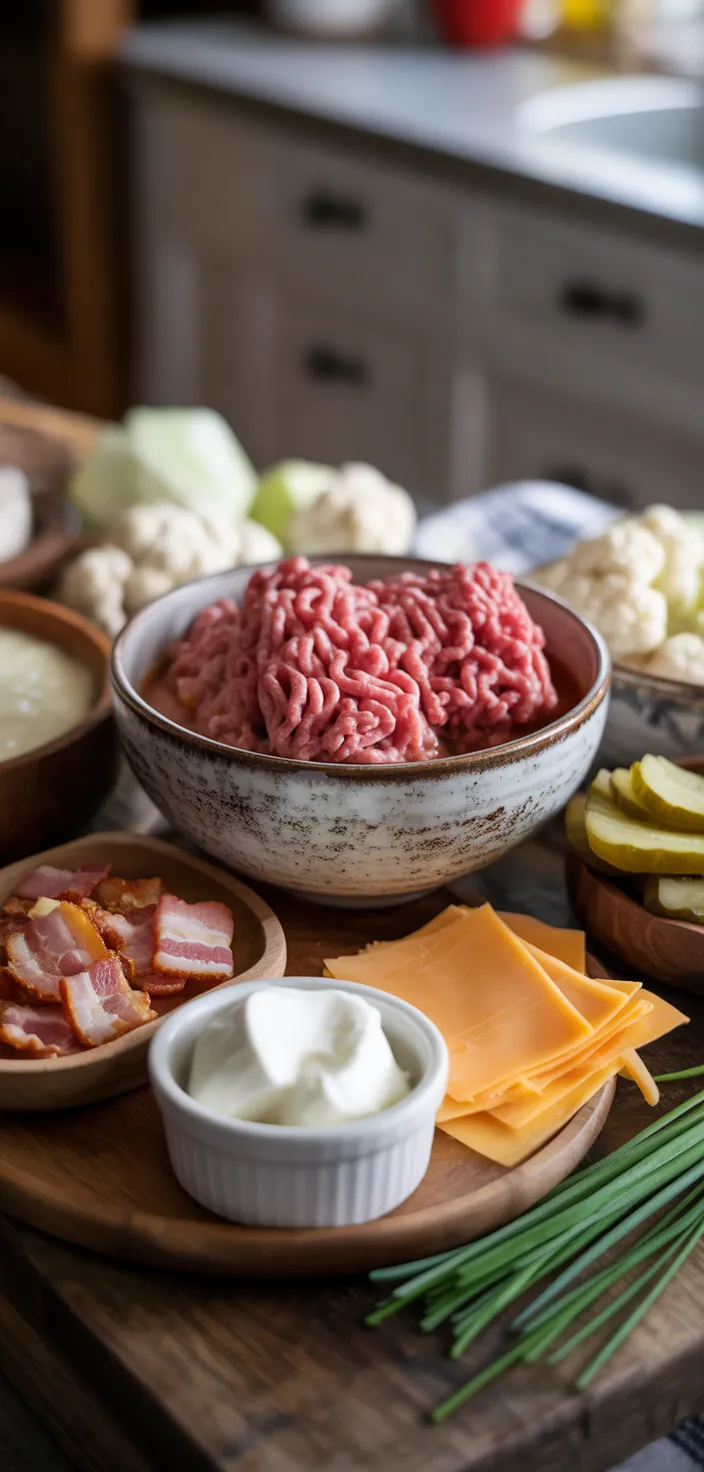 Ingredients photo for Easy Low Carb Cheeseburger Soup Recipe