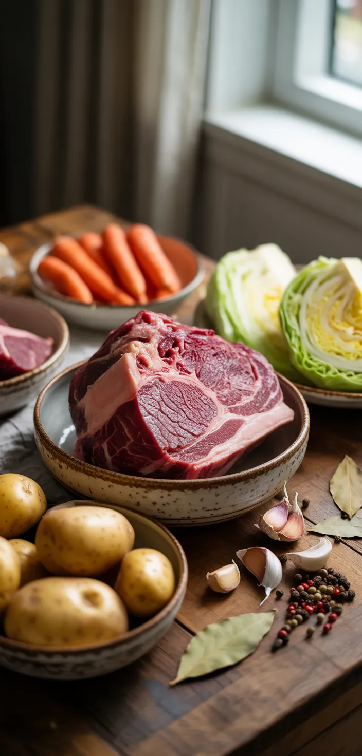 Ingredients photo for The BEST Way To Make Traditional Corned Beef! Recipe