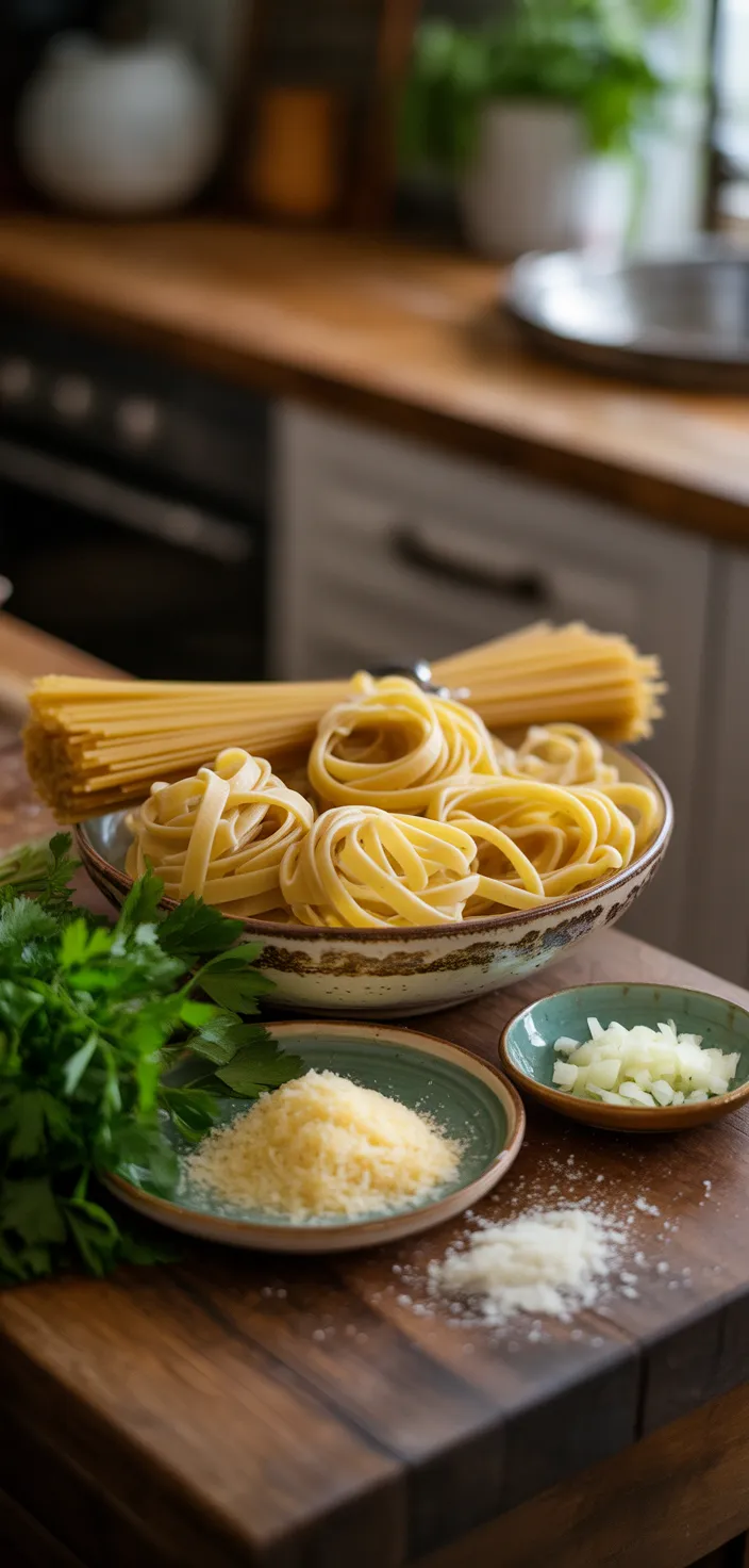Ingredients photo for Garlic Parmesan Pasta Recipe