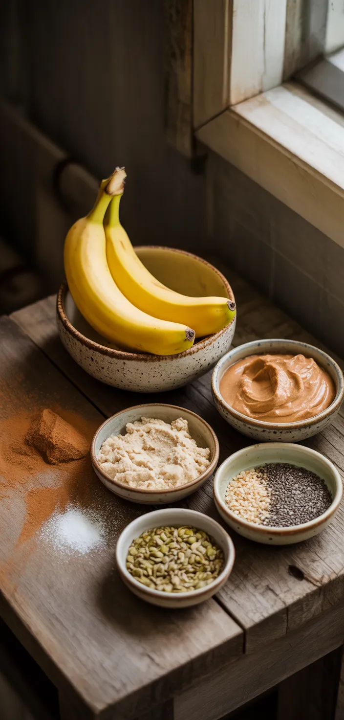 Ingredients photo for Paleo Banana Protein Balls (Vegan, Nut Free) Recipe